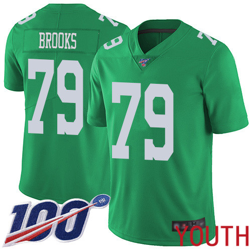 Youth Philadelphia Eagles 79 Brandon Brooks Limited Green Rush Vapor Untouchable NFL Jersey 100th Season